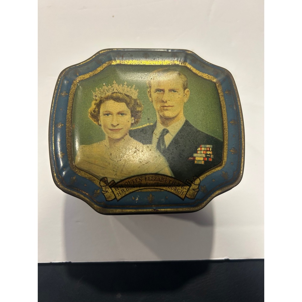 Vintage Horner Boy Blue Toffee Tin Queen Elizabeth II Duke of Edinburgh England